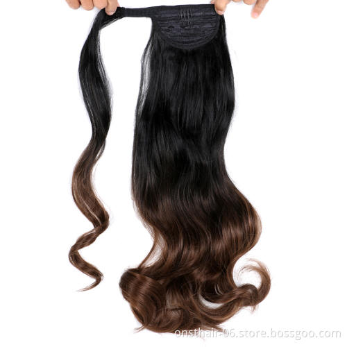MYZYR Long Curly/Straight Clip in Hair Tail Nature False Ponytail Hairpiece With Hairpins Synthetic Ponytail Hair Extension